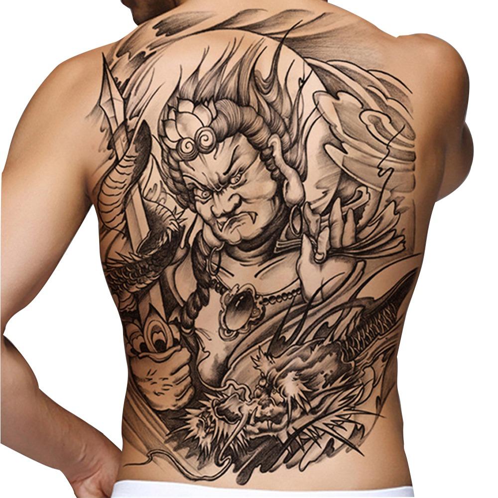 Buddha Pattern Full Back Tattoo Patch Angel Wings Cross Full Back Temporary Tattoos Travel