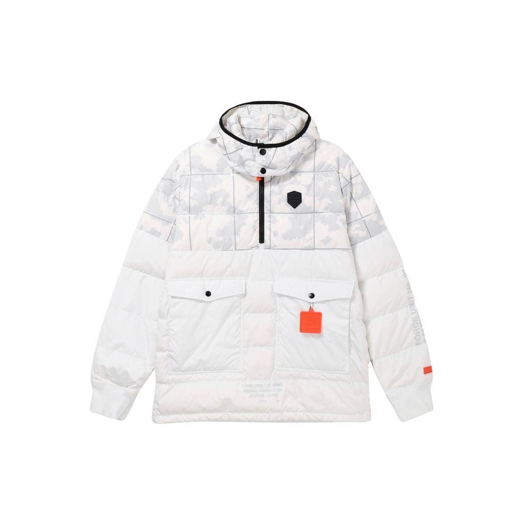 Nike Мужская пуховая куртка LeBron Hybrid Stay Warm с капюшоном на молнии до середины, в клетку, белая AT3905-121