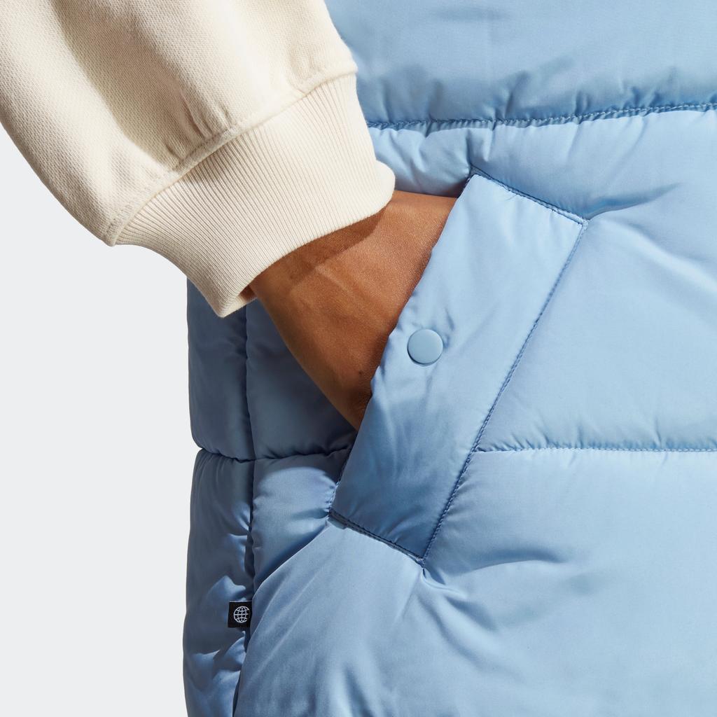 Adidas Оригинальный двусторонний жилет с логотипом, воротником-стойкой, двухсторонний жилет на молнии, женские жилеты небесно-голубого цвета IJ8186