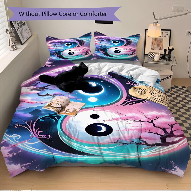 3pcs Yin-Yang Symbol Duvet Cover Set - Machine Washable, Includes 1 Cover and 2 Pillowcases, No Core Included yy251013140
