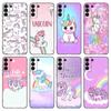 Милый чехол для телефона Rainbow Unicorn для Samsung Galaxy S20 S21 FE S22 Ultra S10 Lite S10E S9 S8 Plus S7 Edge из мягкого ТПУ черного цвета