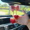 Подвеска на зеркало заднего вида Крючком Сердце Автомобильный Подвесной Декор, Вязаный Бантик Любовь для Подвески Зеркала SUV, Милый Аксессуар Сумка Кошелек, Подарок на День Святого Валентина Ей