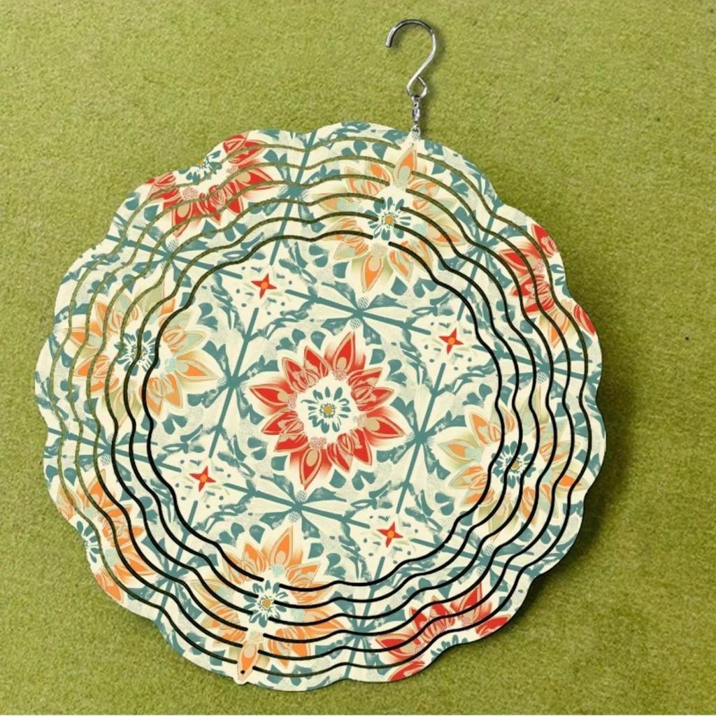 Винтажный цветочный колокольчик для ветра 10 дюймов для декора сада на открытом воздухе, вращающийся крючок, украшение для балкона, крыльца, прочный металлический колокольчик для ветра, без электричества