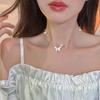 Imitation Pearl Butterfly Necklace: Women's Fashion Choker with Light Luxury Design, Versatile Ins Style Clavicle Chain