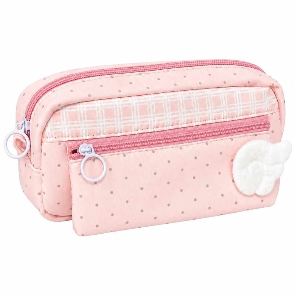 Multi Compartment Pencil Case Polka Dot Print Pen Bag Cute Pencil Pouch Gift