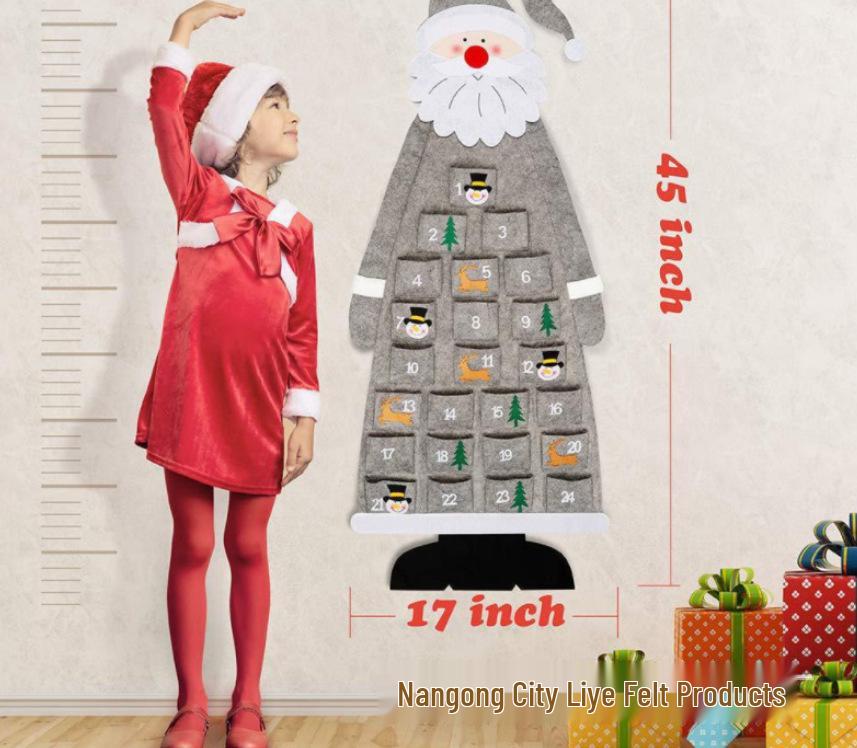 Сделай сам фетровый рождественский адвент-календарь с Сантой и украшениями для детей