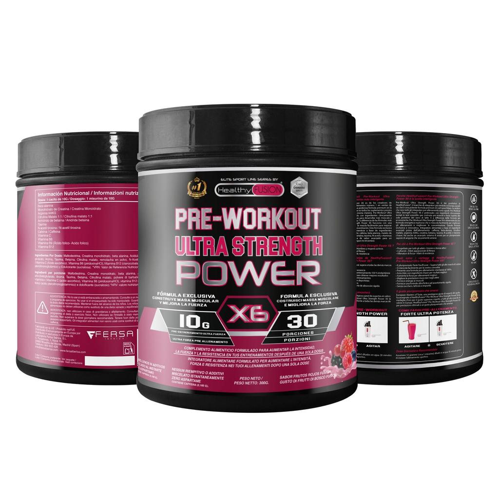 Pre-Workout Energy Drink | Powerful Pre-Workout with Creatine | Beta-Alanine, Taurine, Caffeine, and Vitamins | 300g Red Berries