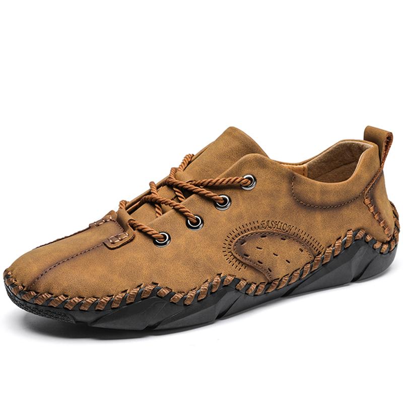 Мужская обувь для отдыха в стиле ретро, кожаные туфли большого размера из пеньковой веревки, мужская кожаная обувь ручной работы на шнуровке с резиновой подошвой для вождения автомобиля