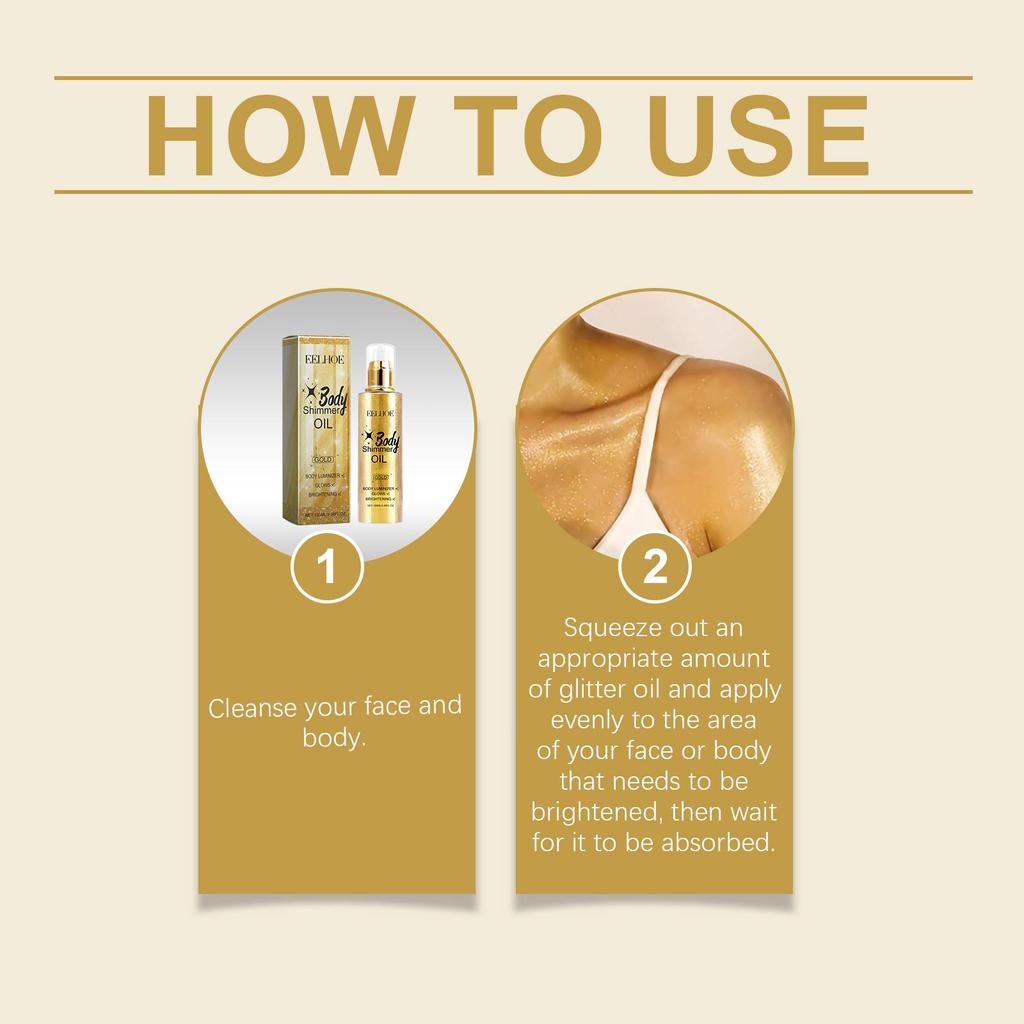 EELHOE Body Shimmer Oil Series Contour Liquid Highlighter Sexy Glowing Oil In Bronze Gold/Golden Brown/Gold/Silver