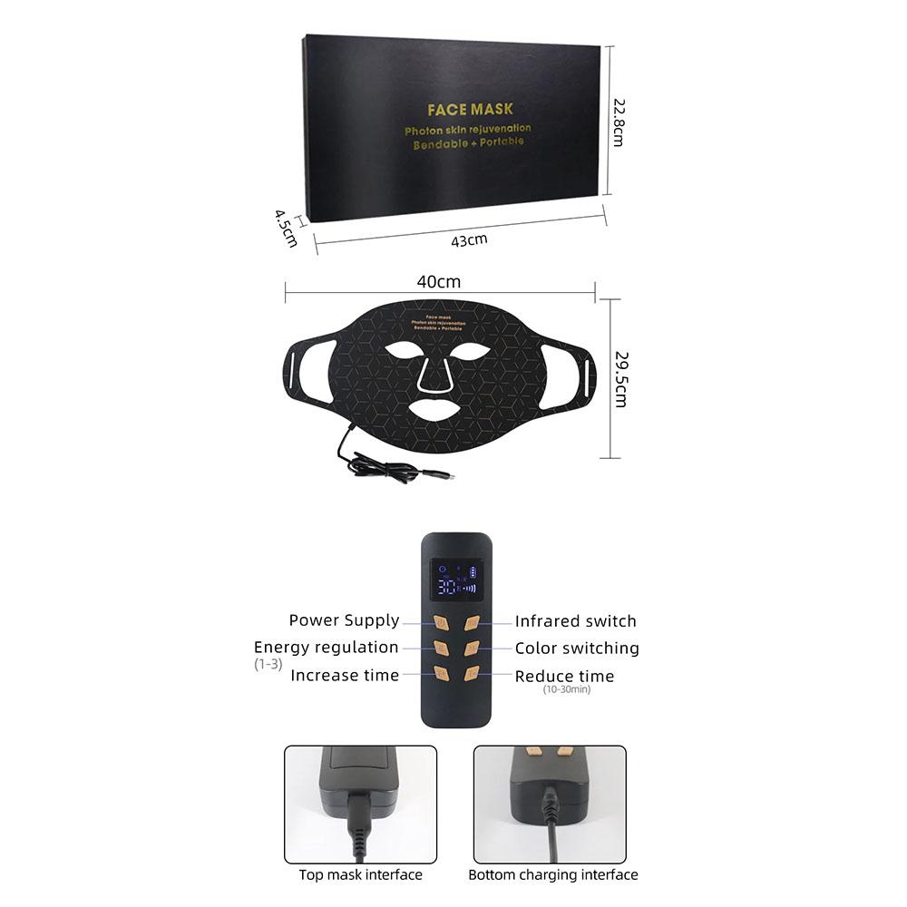 4-цветная светодиодная маска для лица с 240 шариками фотонной терапии, контроль жирности и осветление кожи, уменьшение морщин и лечение акне для омоложения лица