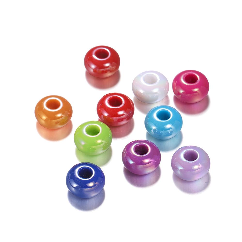 14мм Цветные акриловые DIY бусины - Проставка-абакус с большим отверстием для цепочек для телефона, аксессуаров для волос и ожерелий