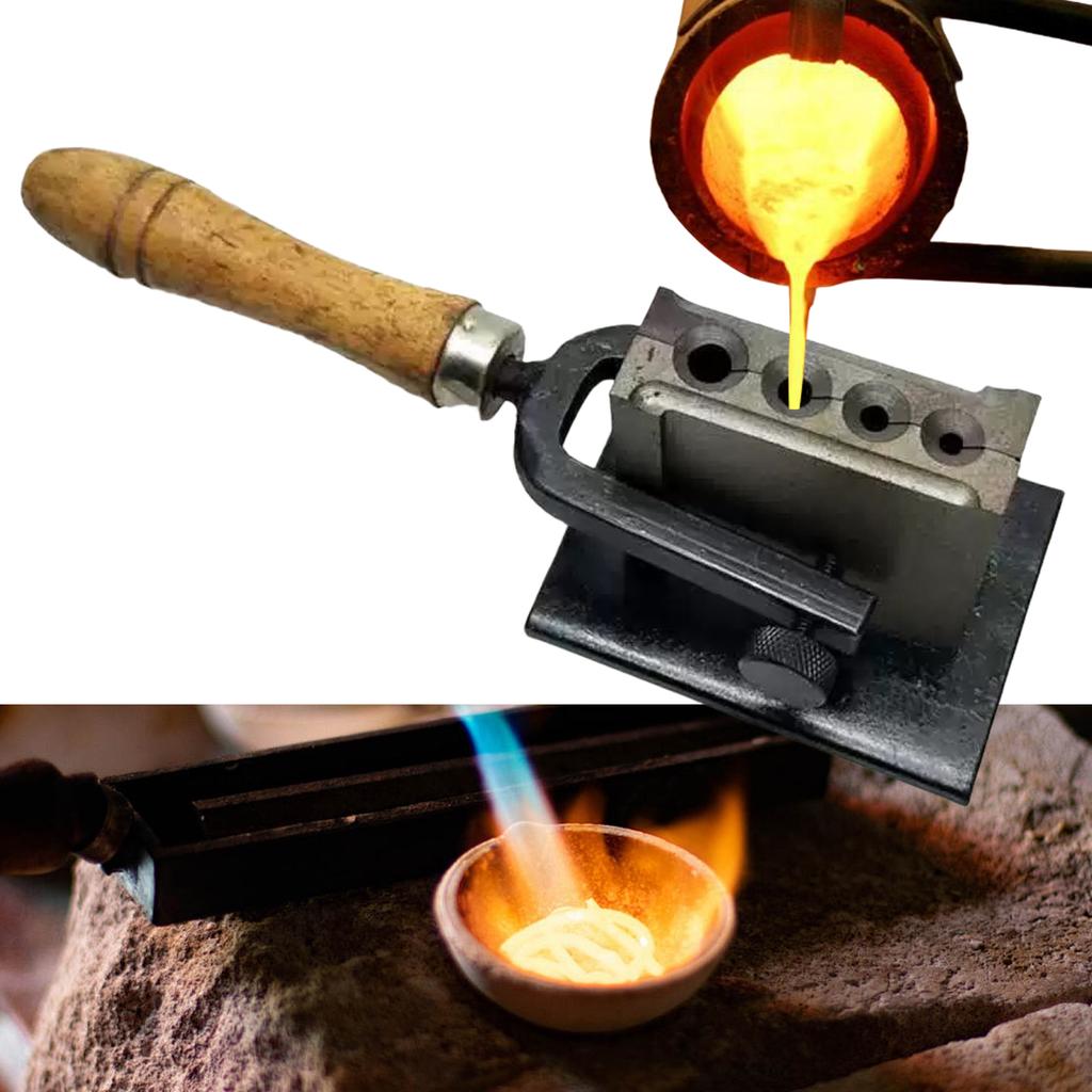 Реверсивная форма для ювелирных слитков 4 размера Отливка Металлическая тигельная форма Форма для литья слитков для плавки, литья, рафинирования металлов