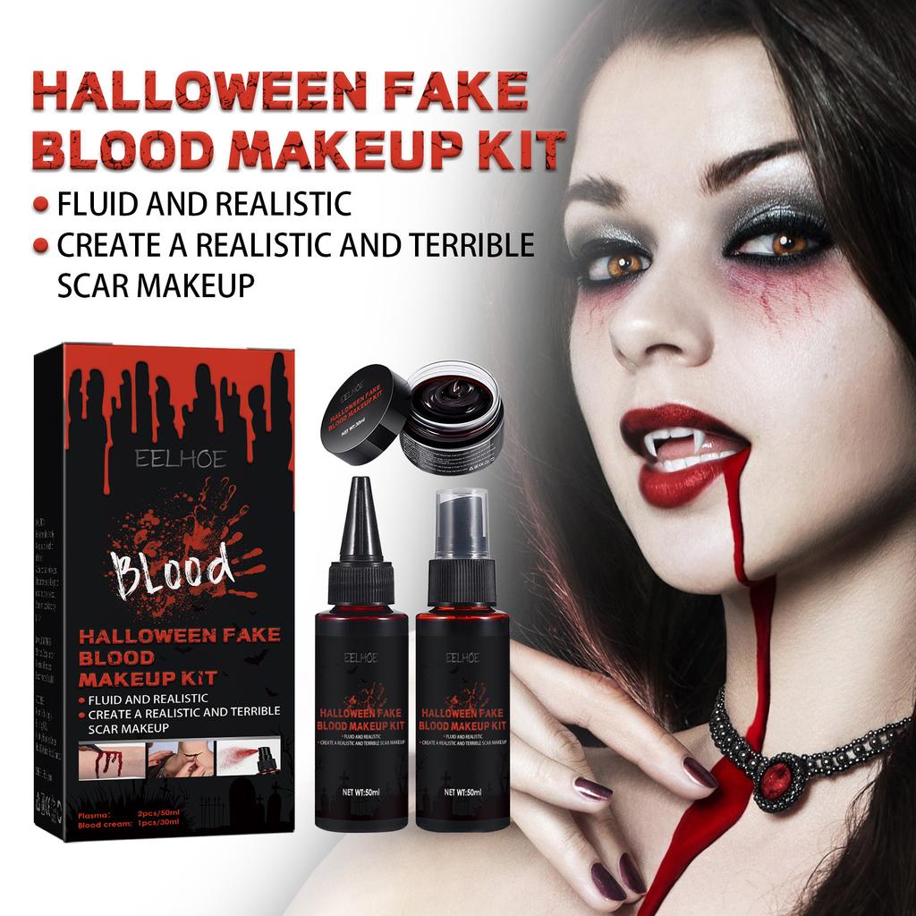 EELHOE Halloween Makeup Kit Special Effect Painting Fake Wax Scar Blood Scar Painting Fake Wax Set Makeup Party 130ml