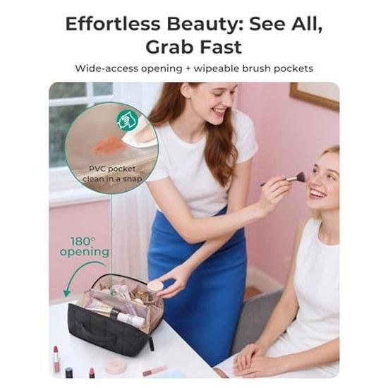 BAGSMART makeup box cosmetic pouch large capacity travel portable popular multifunctional larger storage