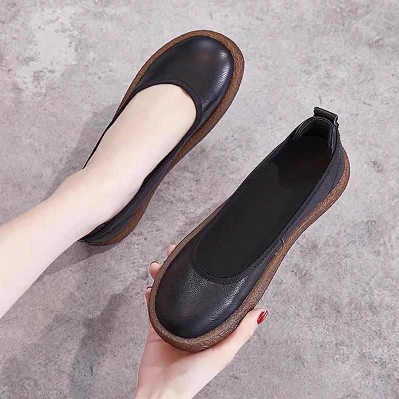 Туфли на плоской подошве из натуральной кожи для женщин, удобная мягкая подошва, мягкая кожа, нескользящая обувь для беременных