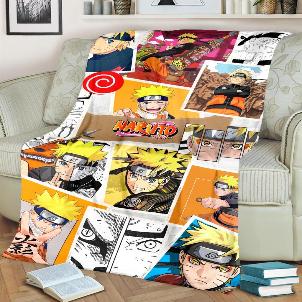 Anime-Naruto Print Blanket Warm Comfortable Flannel Blanket for Bedrooms, Sofas, Beds, Chairs, Picnics, Travel -LXR69