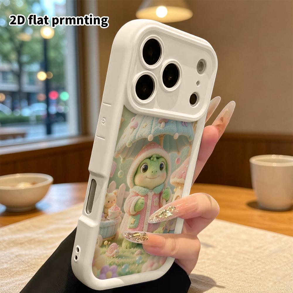 Чехол для телефона: 2D плоский, подходит для iPhone 18 17 16 15 14 13 12 Pro, с маленькой лягушкой, держащей зонтик, идеальный для Рождества и Хэллоуина