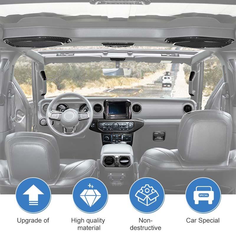 ABS Steering Wheel Window Lift Dashboard Decoration Central Control Reading Light Stickers For Jeep Wrangler JL For Gladiator JT 2018-2023