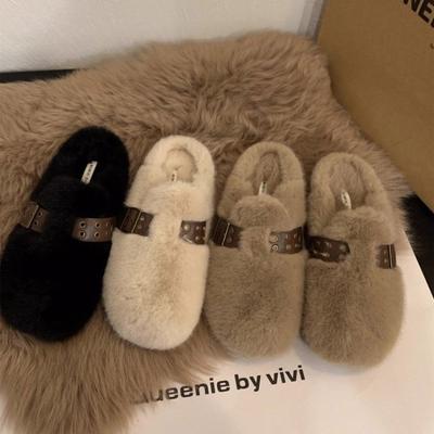 Женские повседневные кроссовки с круглым носком, белые кожаные туфли, лоферы слипоны, меховые мягкие мокасины слипоны, новые зимние базовые для отдыха