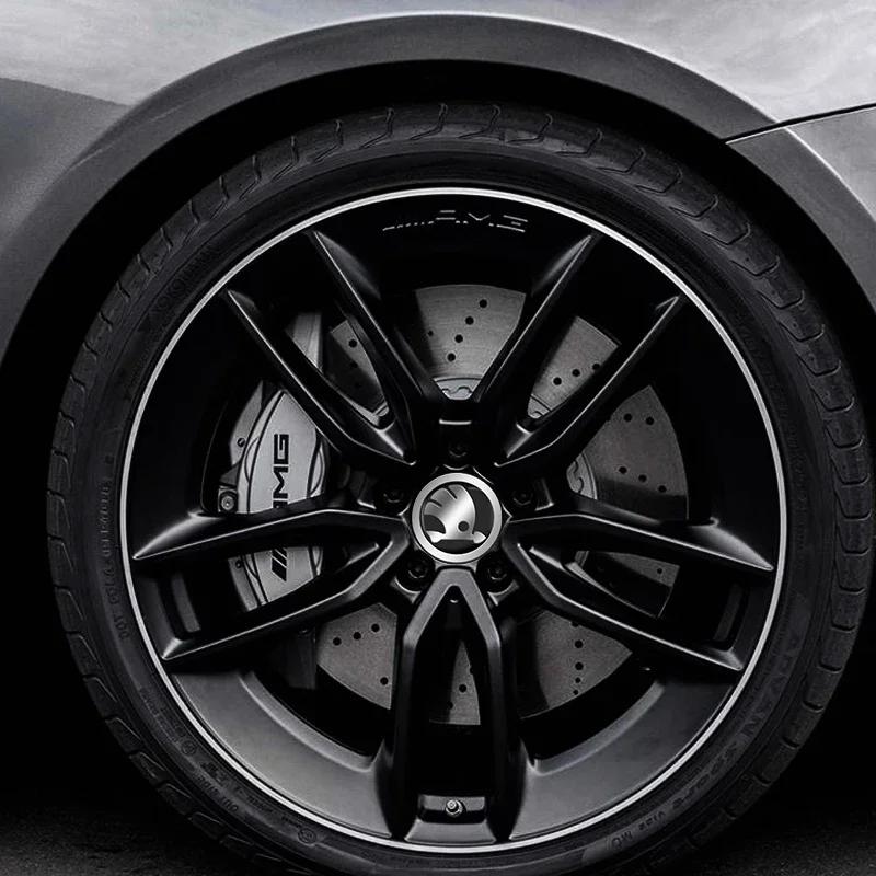 Car Sticker 4Pcs Car Wheel Hub Cap Metal Emblem Stickers Accessories For Skoda Octavia MK2 2 3 A5 A7 A8 Fabia Karoq Superb Rapid
