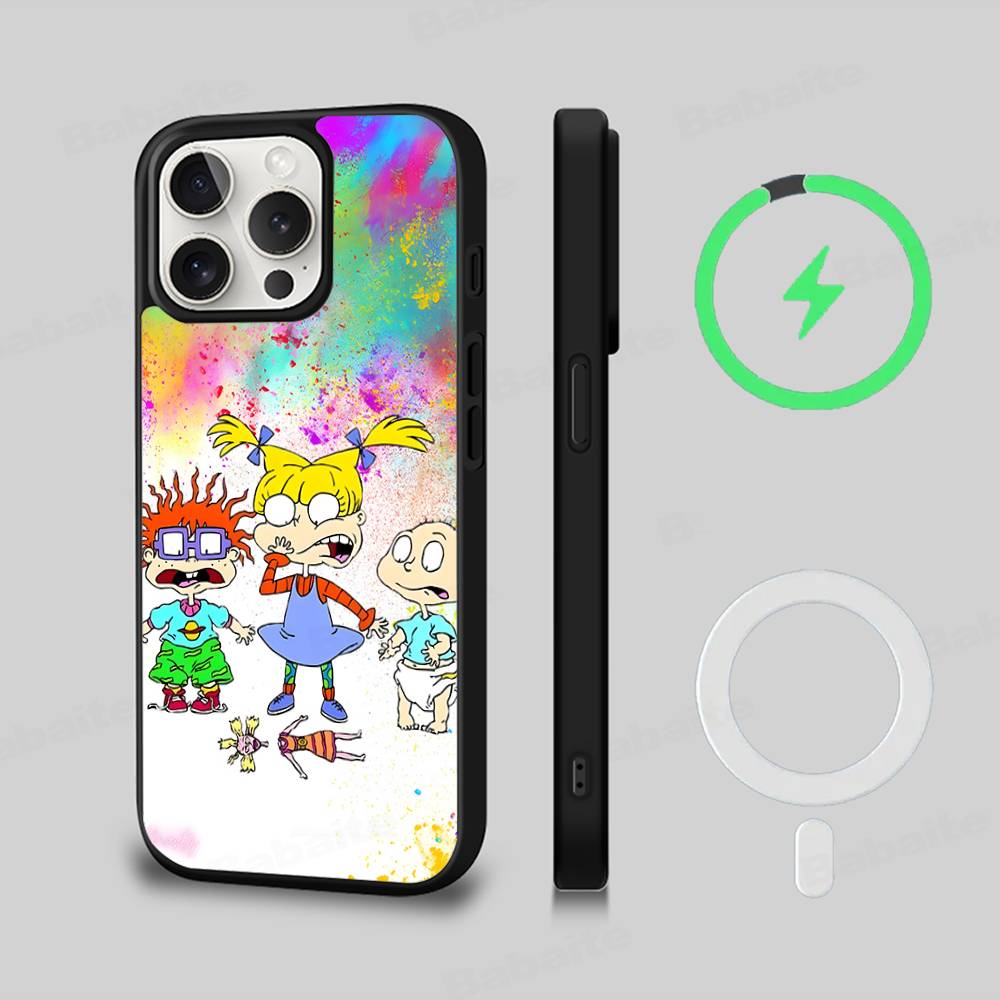 Мультяшный Забавный R-Rugrats Для Magsafe Магнитный Чехол Для Телефона Беспроводной PC+TPU Для IPhone 11 12 13 14 15 16 17 Pro Max Plus