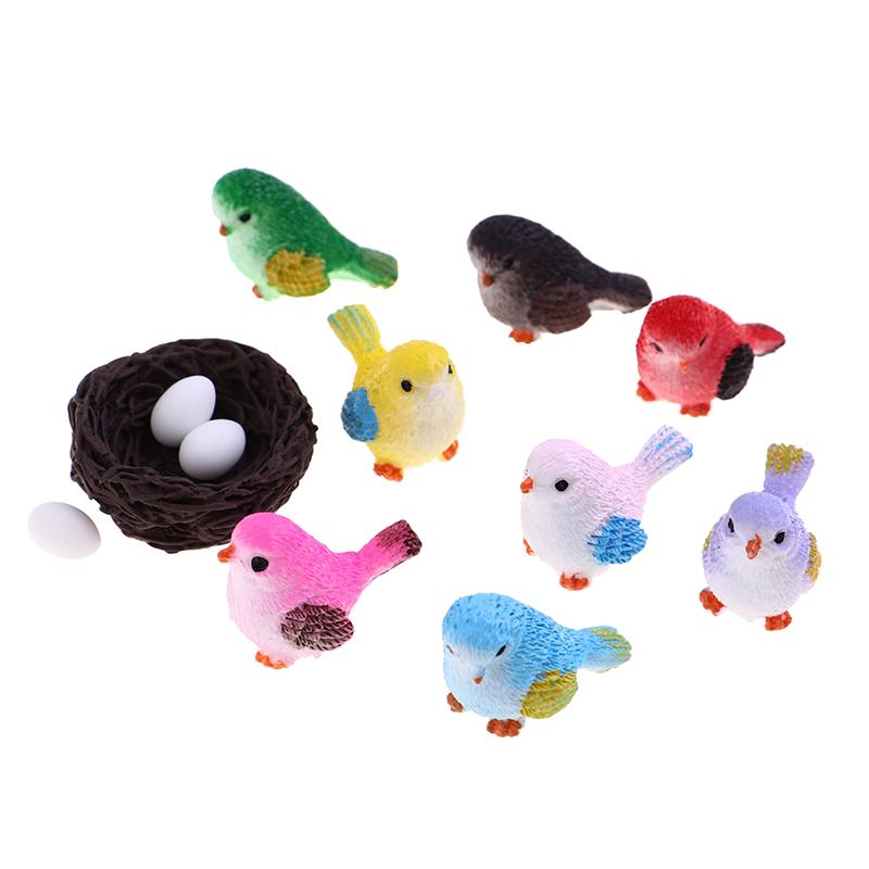 4шт мультфильм красочная летающая птица воробей маленькая статуя миниатюрная фигурка орнамент