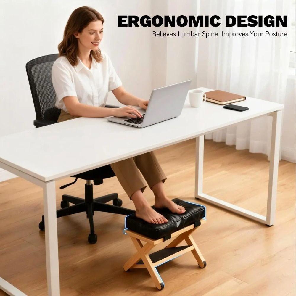Natural Solid Wood Solid Wood Footrest Smooth Surface Office Foot Stool Home Office