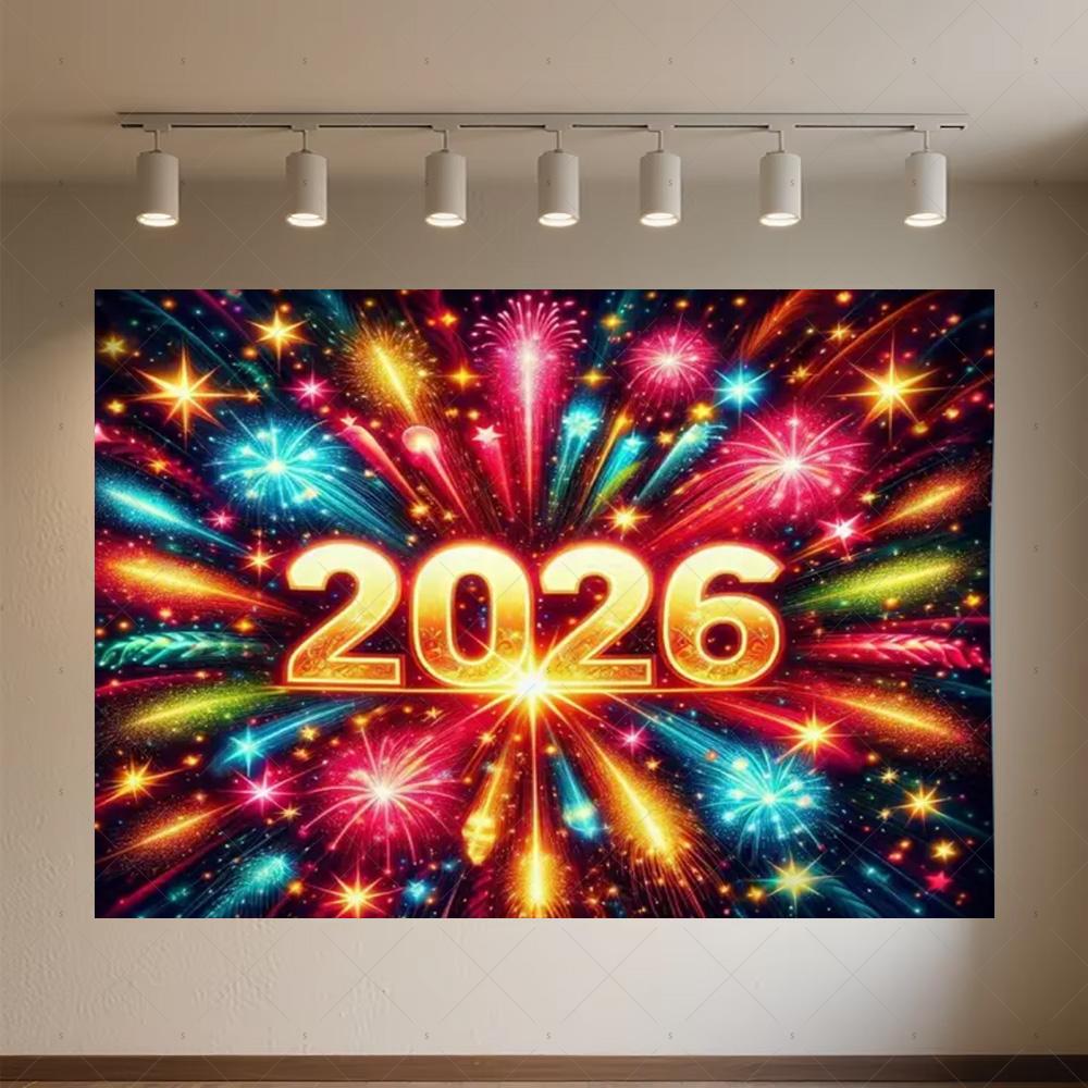 Black Gold New Year Background Banner Glitter 2026 Happy New Year Backdrop Supplies Balloons New Year Party Decoration Gifts
