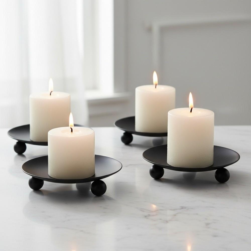 1Pc Tray Base Decorative Candlestick Golden Color Candle Stand Elegant Candle Holders Home Decor