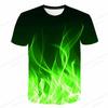 Summer Men's Flame 3D Printed T-shirt Men's Fashionable Short Sleeved Hip-hop Top