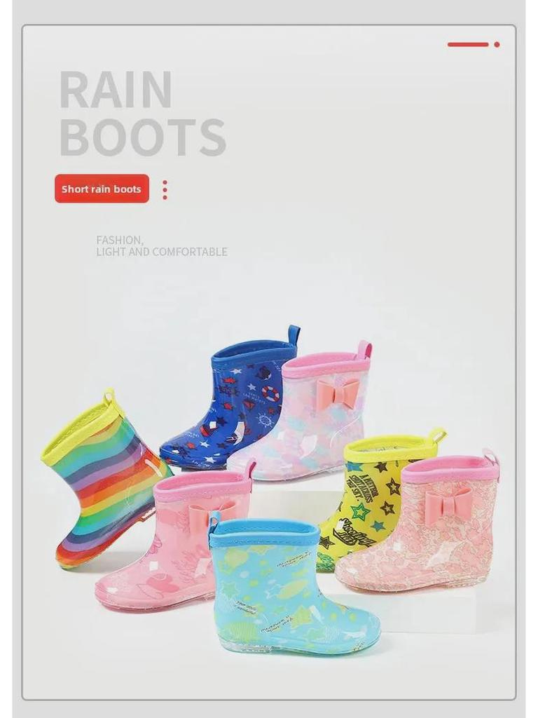 Star-Chasing Children's Floral Rain Boots for Boys and Girls - Princess Water Shoes