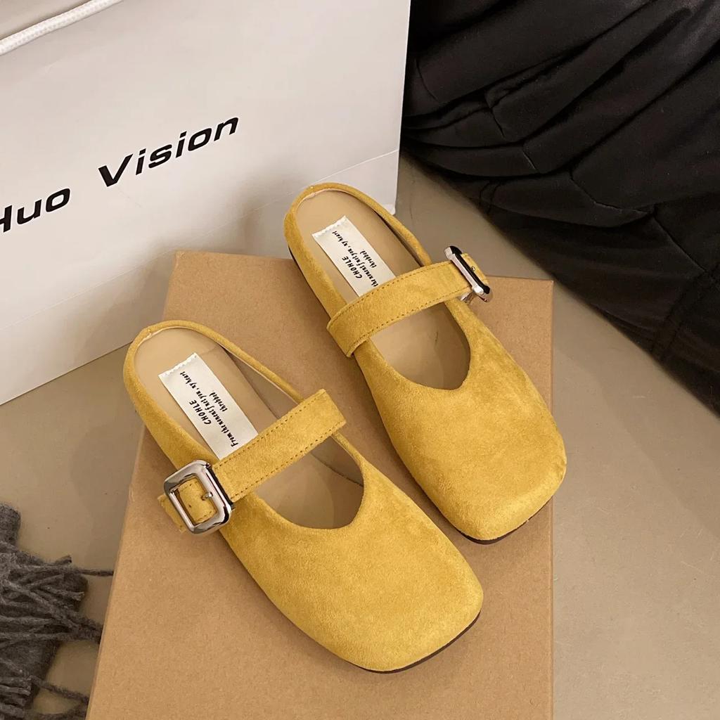 Fashion Famous Brand Spring Retro Single Shoes Comfortable Rubber Bottom Ladies Sandals Wider Toe Box Ballerina Slippers Style
