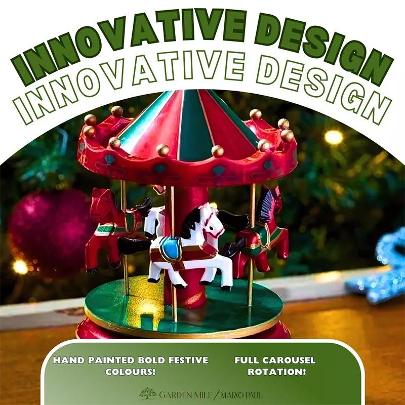 Рождественская карусель Музыкальное украшение Ярмарочная площадь Рождественский деревянный декор Орнамент