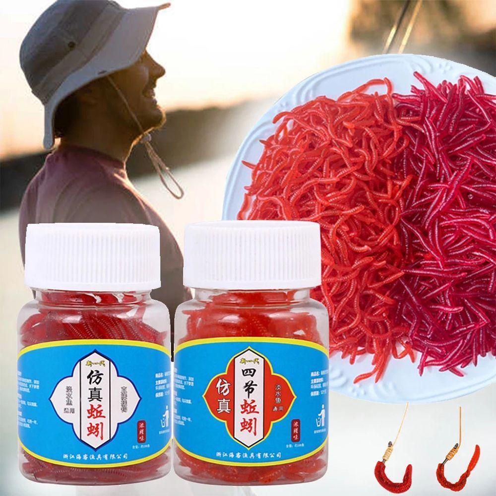 100pcs/Bottle Realistic Trout Soft Lure bloodworm Worm Red Baits EarthWorm Fishing Lure