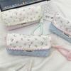 Sweet Floral Pencil Case With Lanyard Handbag Girly Cosmetic Bag Large Capacity Portable Storage Bag Student Stationery Bag Gift