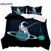 Astronaut Duvet Cover Set Outer Space Tourist Comforter Cover Set for Kids Boys Universe Planet Polyester Quilt Cover Queen King