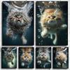 Funny Cute Swimming Cats Pictures For Cat Lovers Room Living Canvas Painting Art Home Wall Decor Print Aesthetics Posters Gift