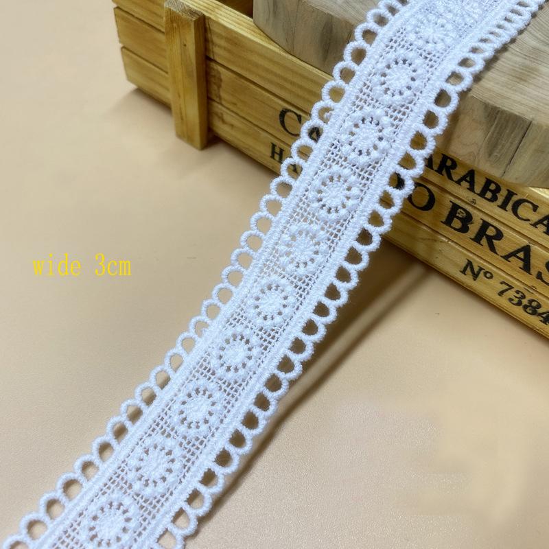Newest 4meter/lot 2cm/2.7cm/3cm/3.5cm Wide Good Quality Off White Cotton Embroidered Plum Floral Lace Material Small Wide Trims