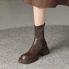 Осенне-зимние женские ботинки Мартин на толстой подошве, нескользящие, больших размеров, с боковой молнией, на низком каблуке, удобные, новая корейская версия, средние