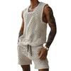 Vest Shorts Set Men's Casual Sleeveless Knit Top Drawstring Shorts Set for Daily Wear Elastic Waist Wide Leg Shorts for Men's