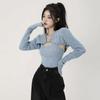 Y2K Sexy Slim Knitted Sweater Women Korean Fashion Cardigan+Vest Set Tops Ladies Harajuku Casual Cropped Knit Jumpers