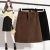 DIMANAF 2025 Большой размер Осень Зима Женские юбки Короткие Вельветовые Эластичная талия Брюки Оверсайз 5XL Черные Утепленные