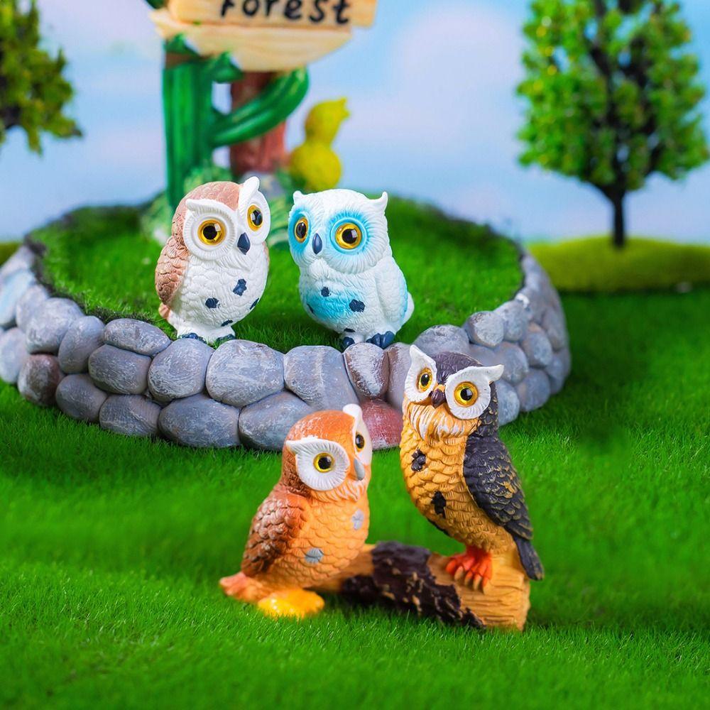 Resin Crafts Owl Miniatures Cute Mini Owl Ornaments Creative Simulation Owl Ornaments  Outdoor