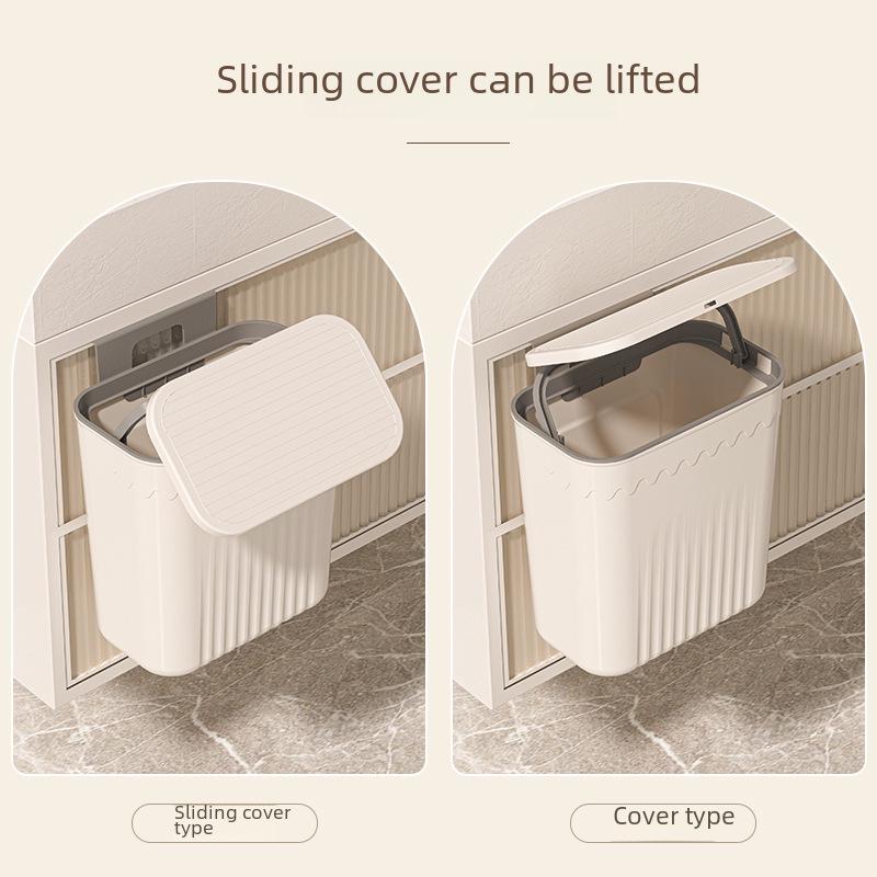 Punch-Free Wall-Mounted Trash Can with Lid - Large Capacity for Kitchen, Bathroom, or Living Room