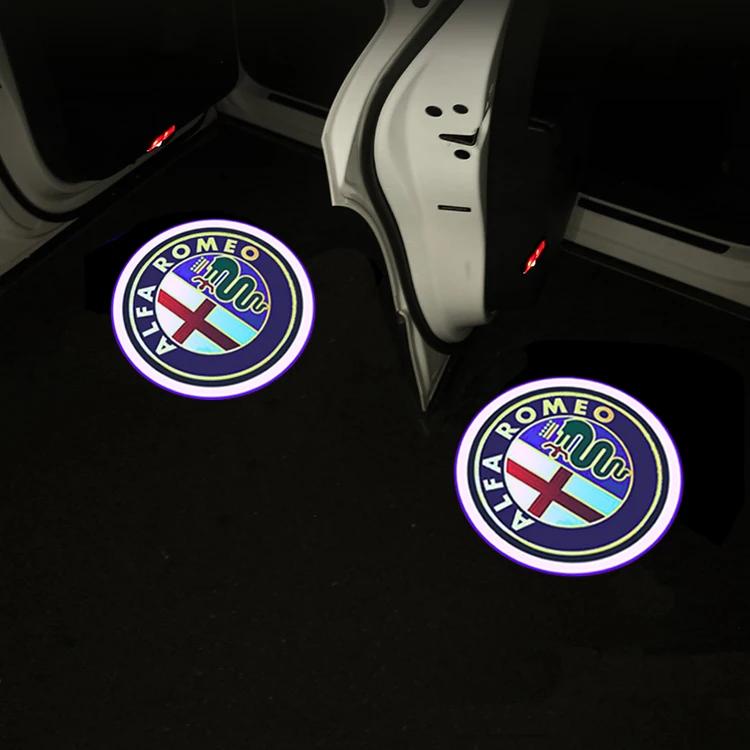 DPRM7 FOR Alfa Romeo LED Car Door Welcome Light Logo Projector Giulia Giulietta Mito Stelvio Brera 147 156 159 car-styling
