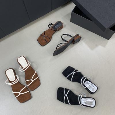 Шлепанцы на грубом каблуке с перекрестными ремешками, женская летняя обувь 2025, новый темперамент, красивые сандалии для двух способов носки, французские серебристые сандалии