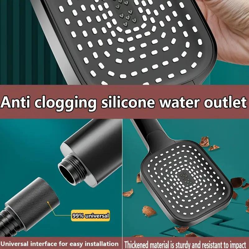 Большая душевая лейка с серебристой головкой и 4 регулируемыми режимами, высококачественный смеситель для душа с высоким давлением и экономией воды, насадка