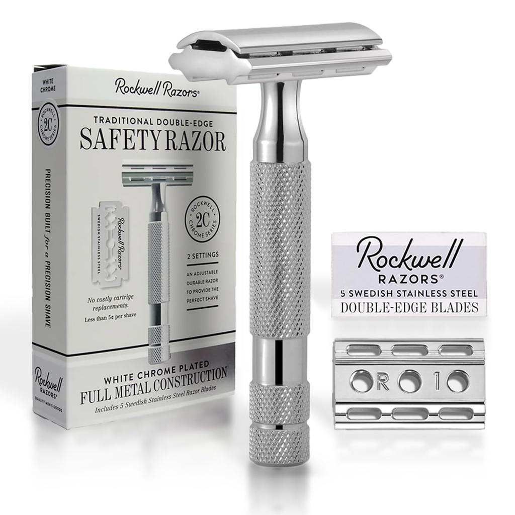 Rockwell Razors 2C Запатентованный держатель для бритвы с регулировкой, для одного премиального бритья. Подходит для новичков и чувствительной кожи. Включает 5 сменных лезвий