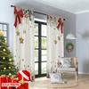 2D flat printing 2pcs Curtains Christmas Garland Stars Ribbon Holly Digital Printed Polyester Drapes Party Decorations for New