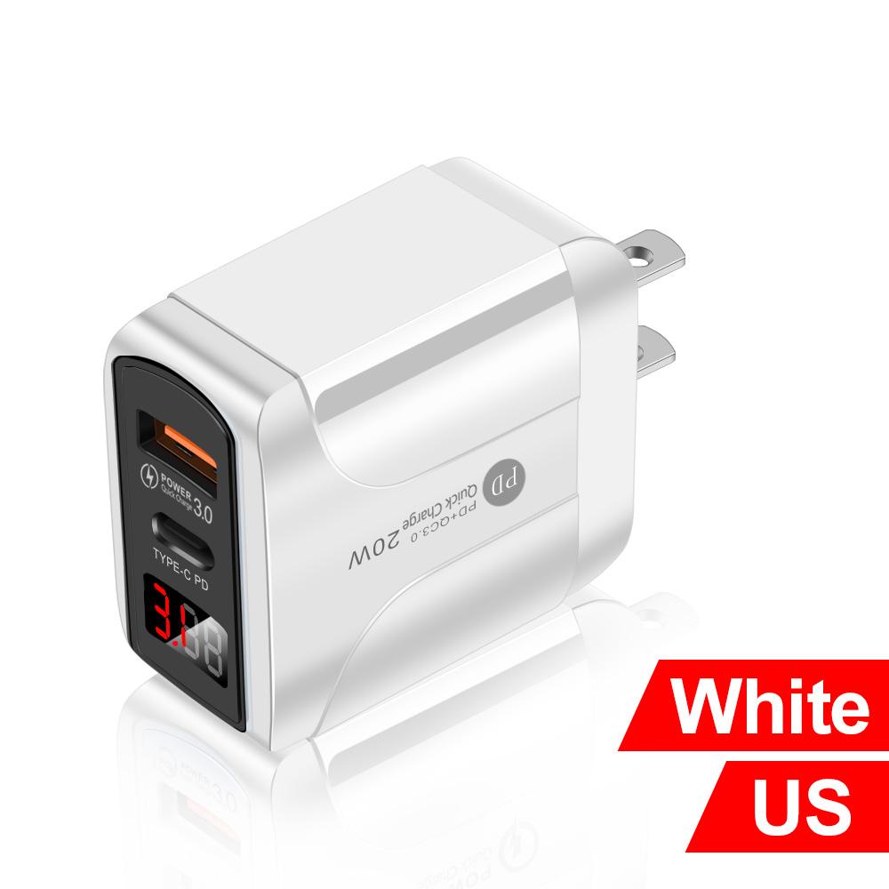 AC DC PD 20 Вт Адаптер питания 5 В Зарядное устройство для iPhone Samsung Xiaomi Type-c LED Display USB Источник питания Дорожный адаптер 5 Вольт